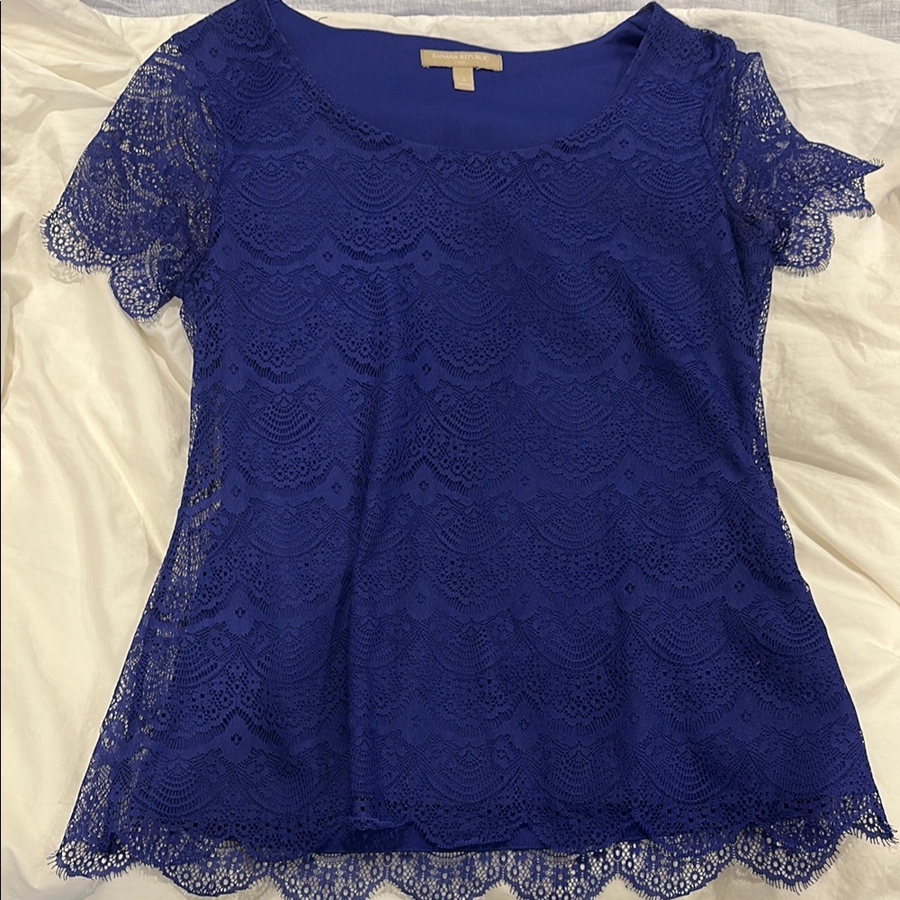 Banana Republic Cobalt Blue Lace Top